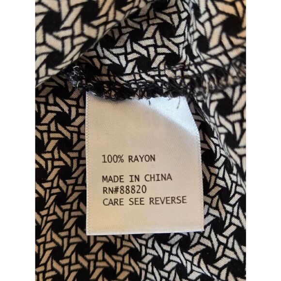 Ava Christine Womens Black White Geometric Pattern Sleeveless Blouse Medium - Picture 8 of 10